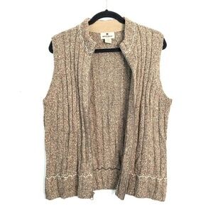 Woolrich Hickory Heather Size L Zip Up Wool Knit Sweater Vest Embroidered